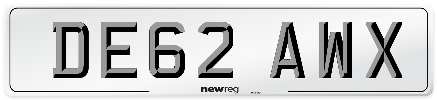 DE62 AWX Number Plate from New Reg